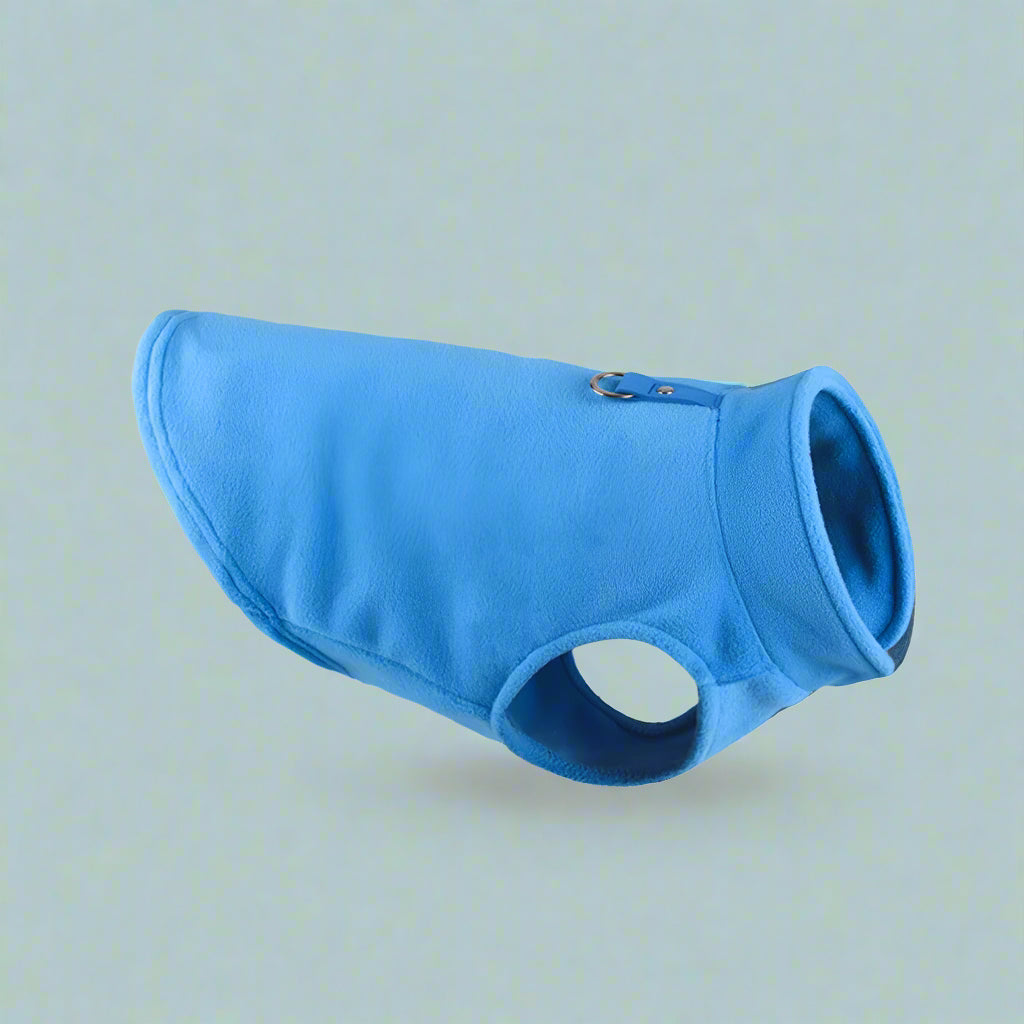 blue Fleece Vest Dog Jacket with Leash Ring