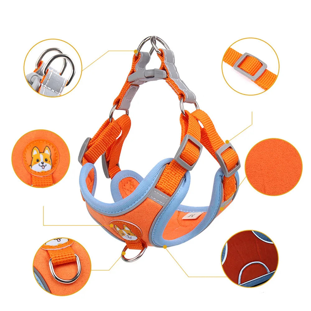 breathable harness
 Reflective Step-In Dog Harness & Leash Set