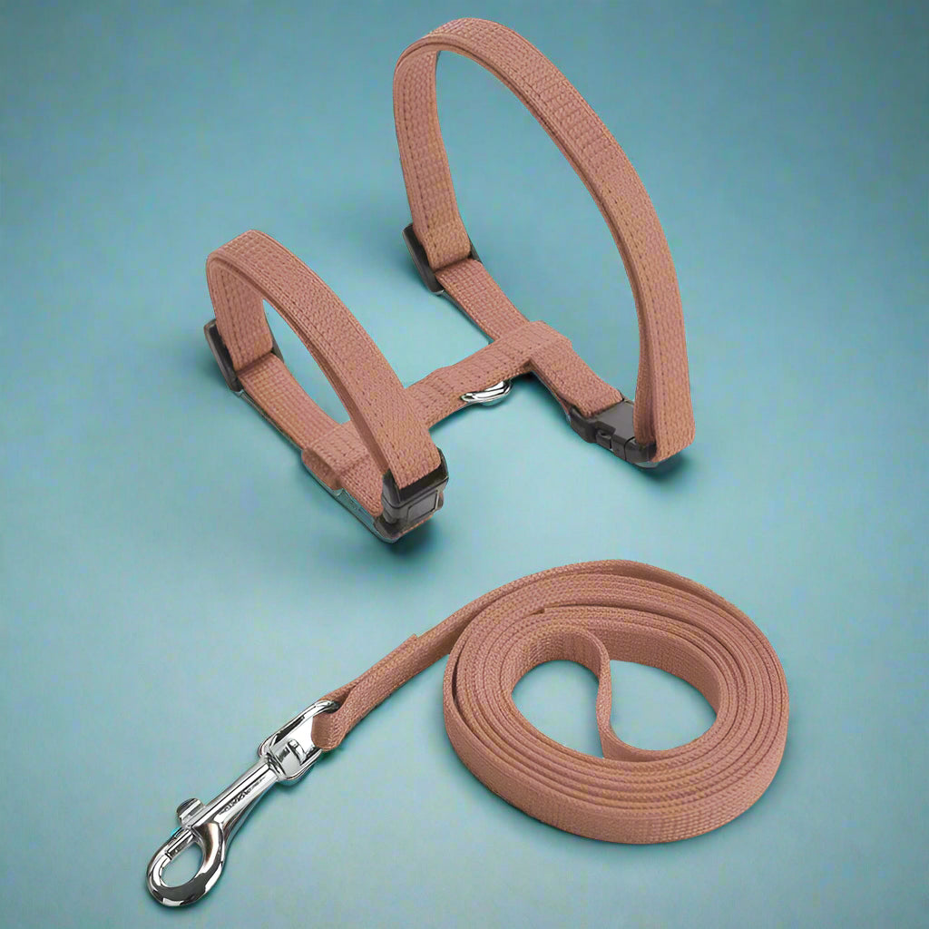 brown Adjustable Cat Harness Leash Set