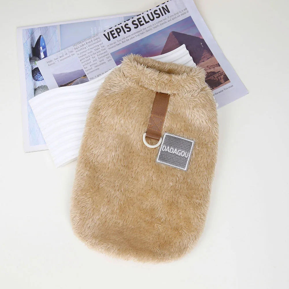 brown Warm Fleece Dog Sweater for Small Pets