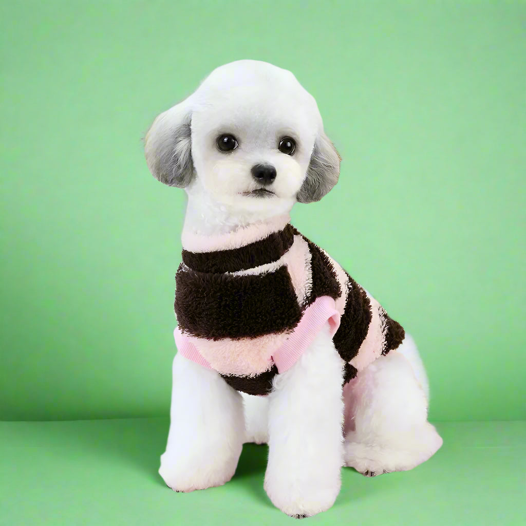 brown Warm Fleece Pet Sweater for Small Dogs & Cats