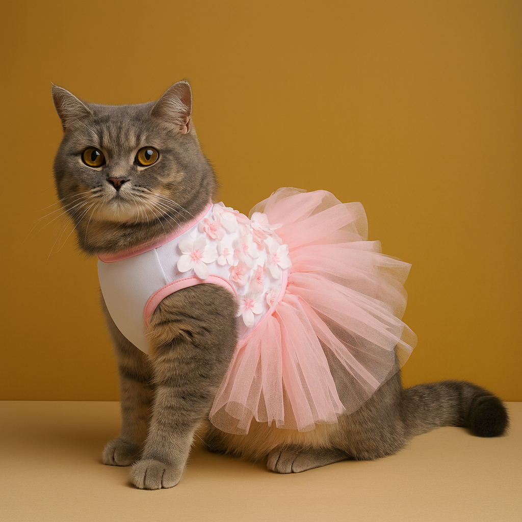 buy cat dress Lace Chiffon Floral Pet Dress for Summer 