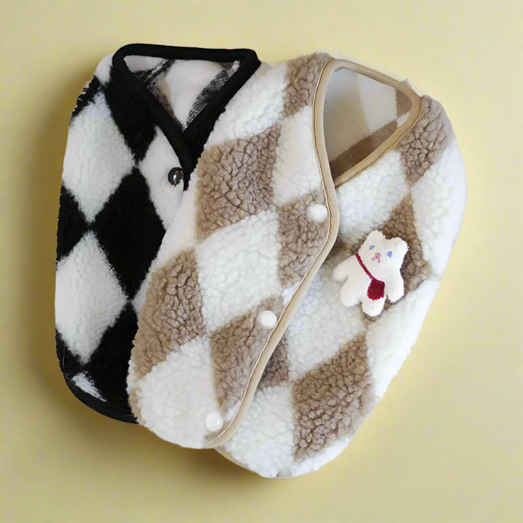 cat clothes Fashion Plaid Cat Jacket for Cold Weather