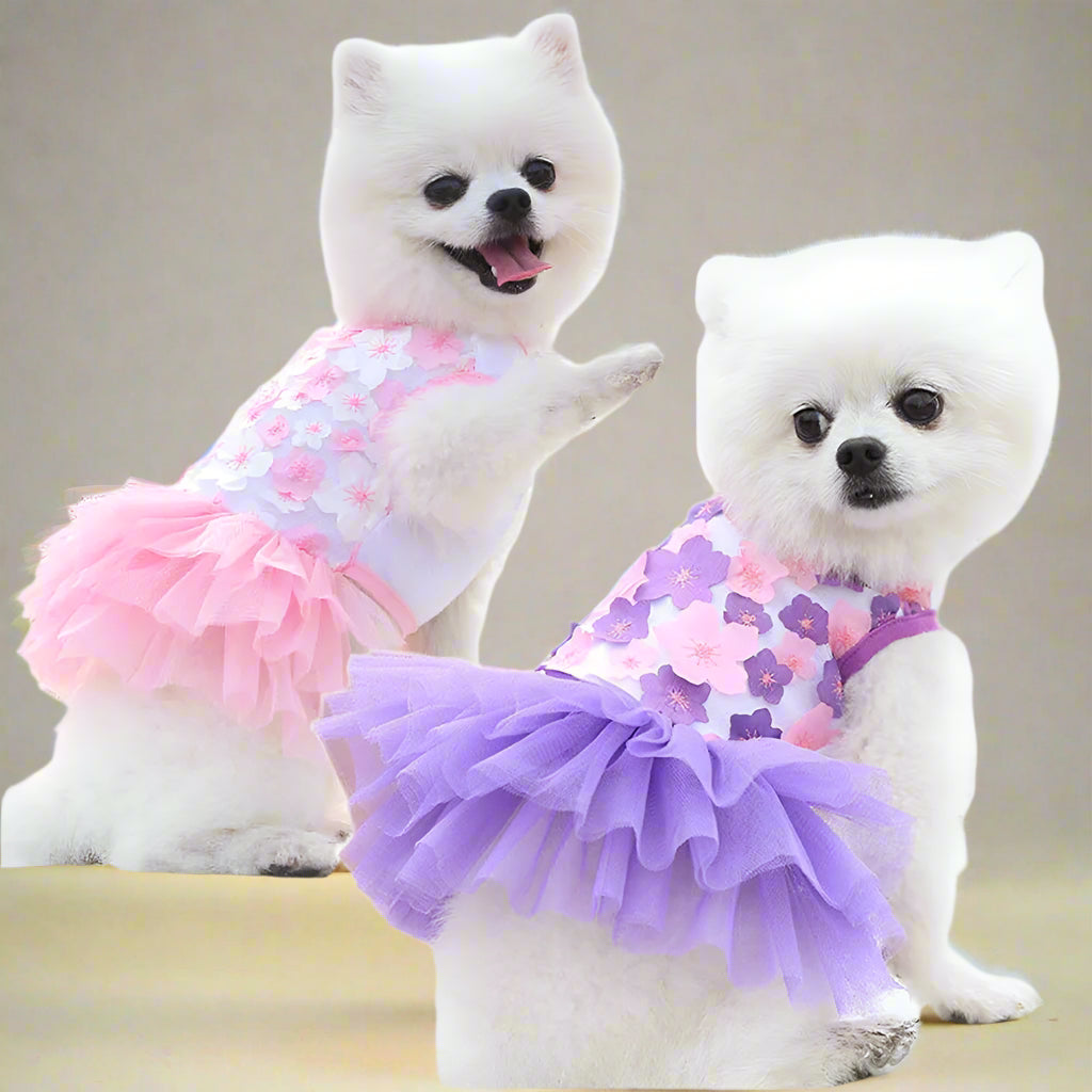 cute dog clothes
 Lace Chiffon Floral Pet Dress for Summer