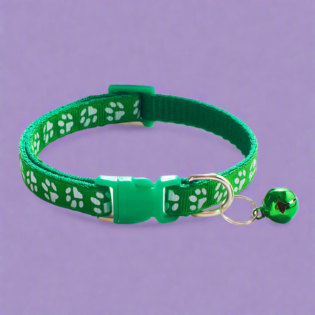 dark green Kitten Collar with Bell – Adjustable and Safe Fit