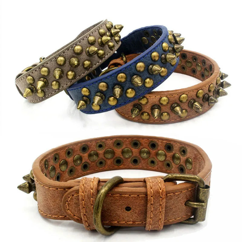 dog collar
 Spiked Leather Dog Collar for All Breeds