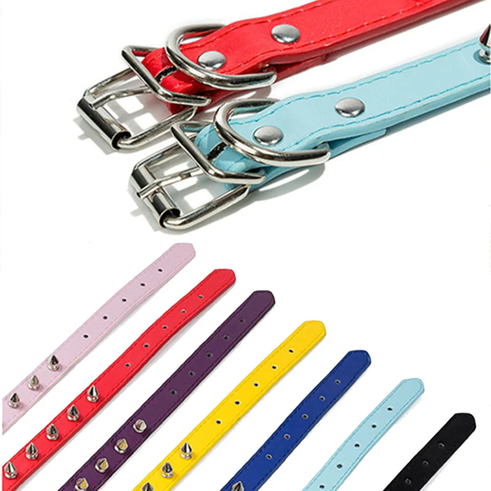 dog collars for small dogs
 Spiked PU Leather Dog Collar for Small Dogs