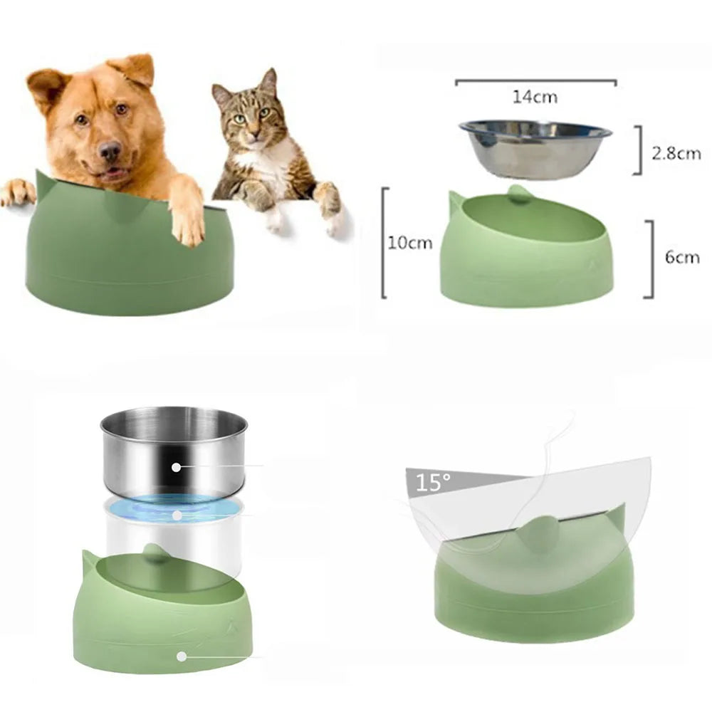 dog feeder
 Tilted Pet Bowl Non-Slip Raised Cat Dog Feeder