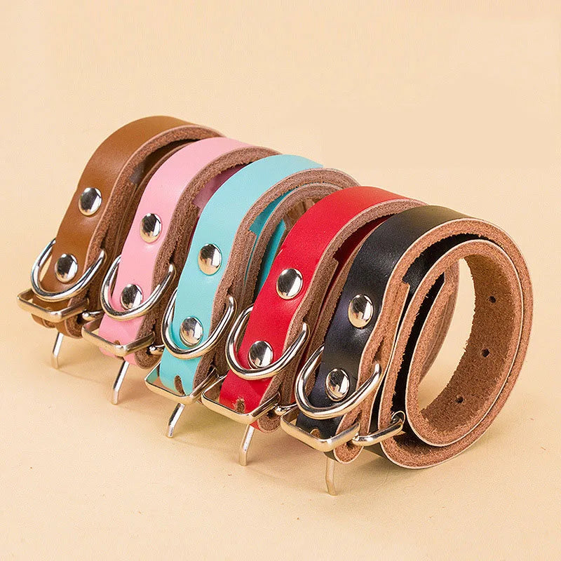 dog leash price Adjustable Genuine Leather Dog Collar