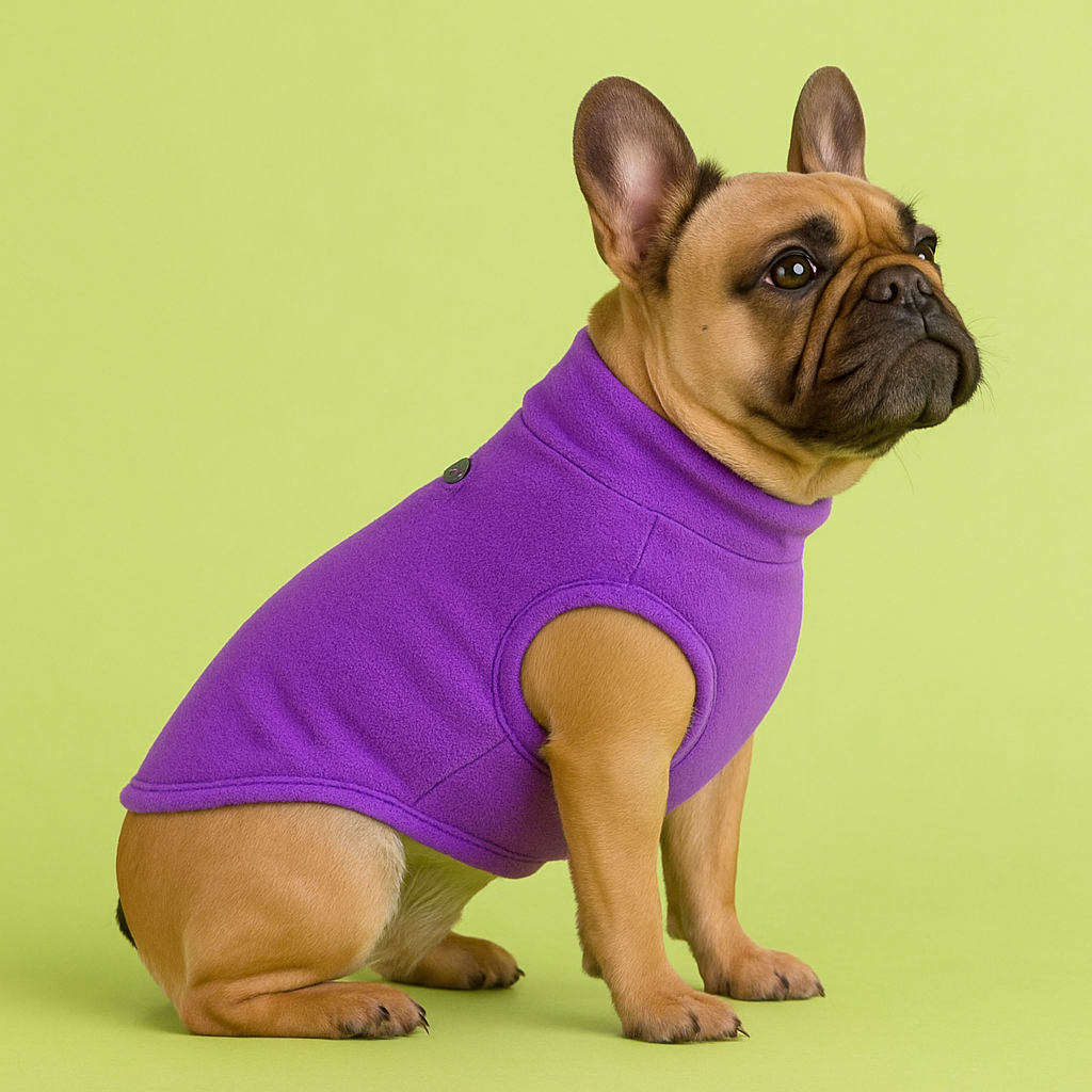 dog vest in purple for winter and cold weather