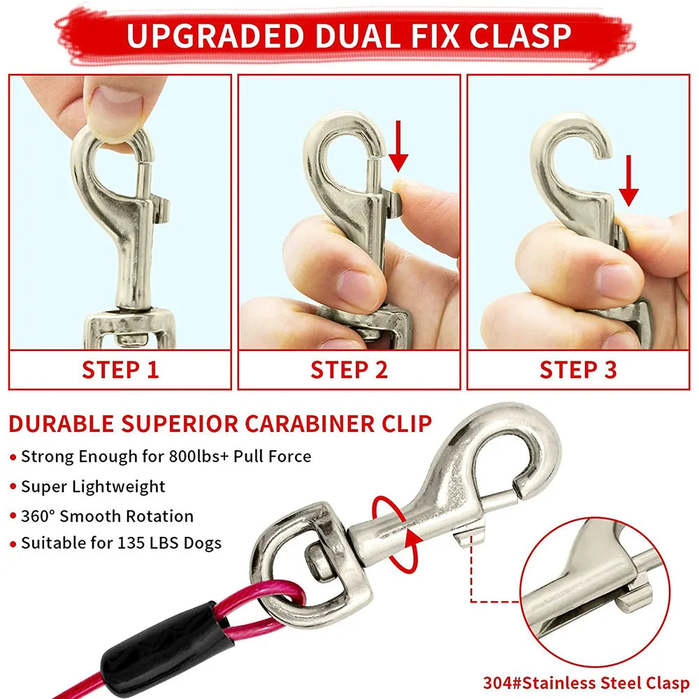 durable leash material
 Strong Dog Cable Leash for Outdoor Use