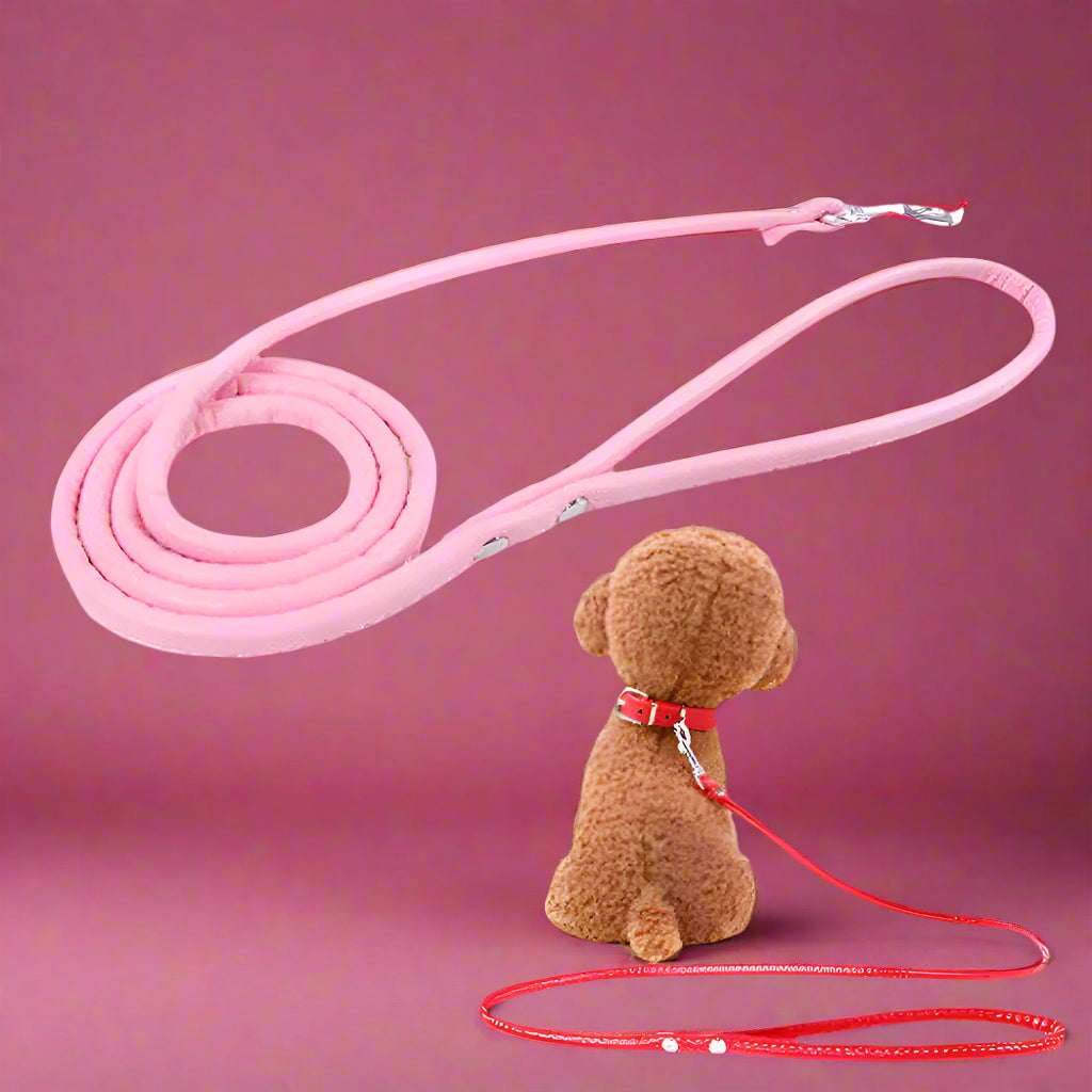 furrywags Colorful PU Rolled Dog Leash for Small Breeds
