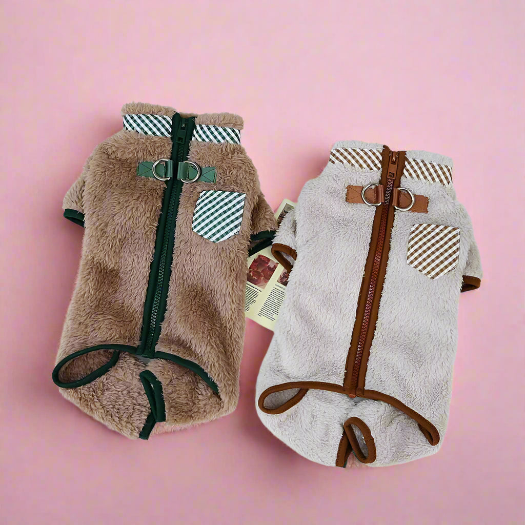 furrywags Winter Plush Dog Jumpsuit for Small Pets