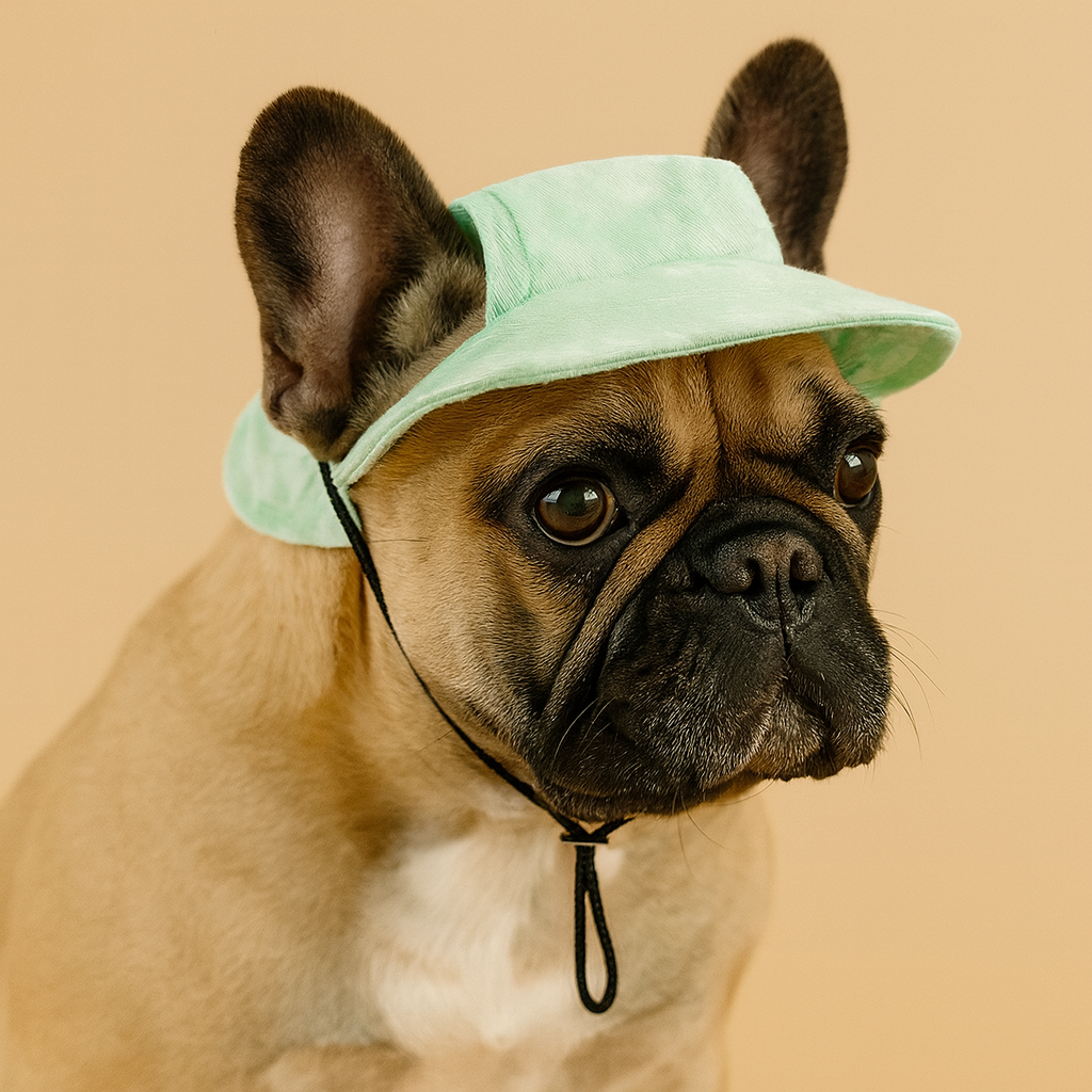green Adjustable Tie-Dye Dog Hat with Ear Holes