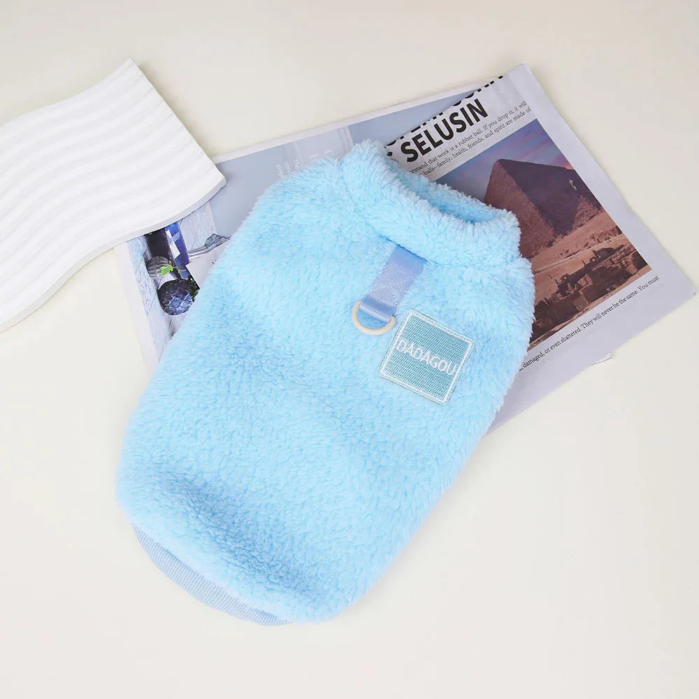 light blue Warm Fleece Dog Sweater for Small Pets