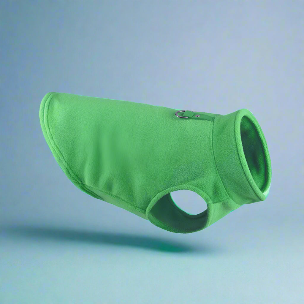 light green Fleece Vest Dog Jacket with Leash Ring