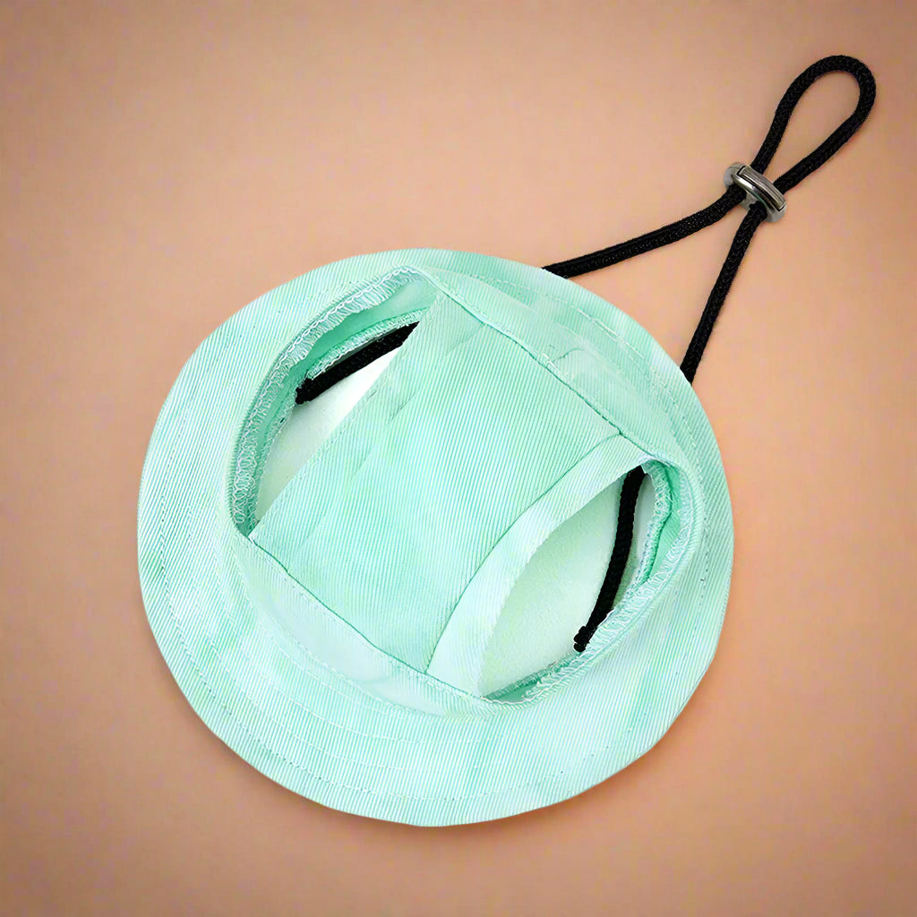 mint green Adjustable Tie-Dye Dog Hat with Ear Holes