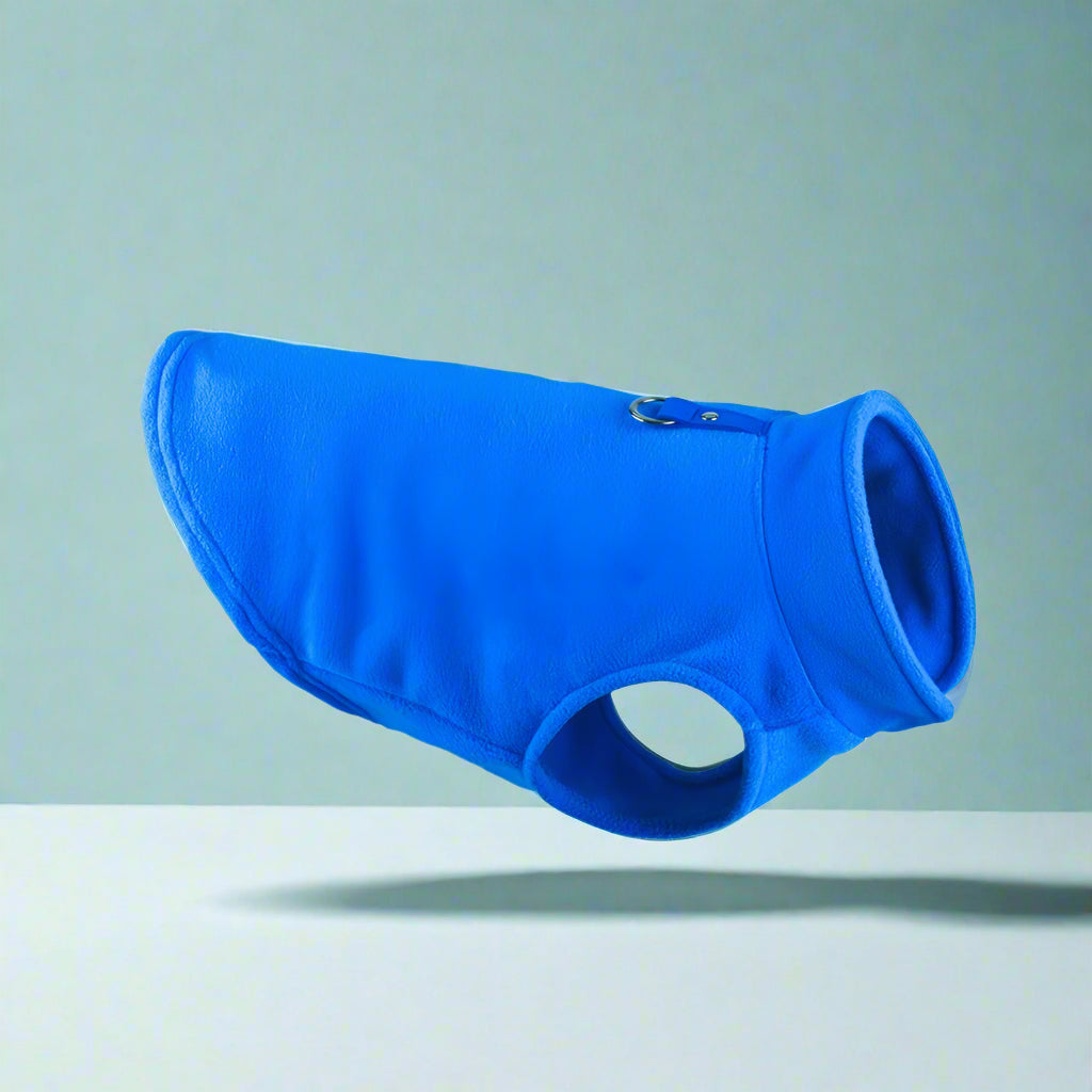 navy Fleece Vest Dog Jacket with Leash Ring