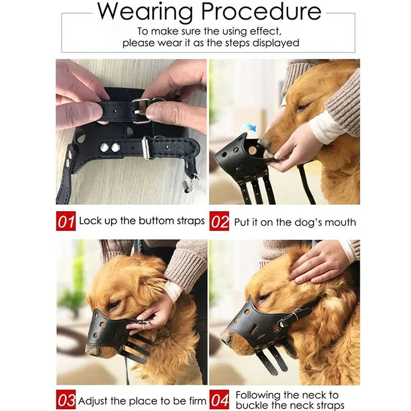 no bark dog muzzle Adjustable Leather Dog Muzzle Anti-Bark Safe