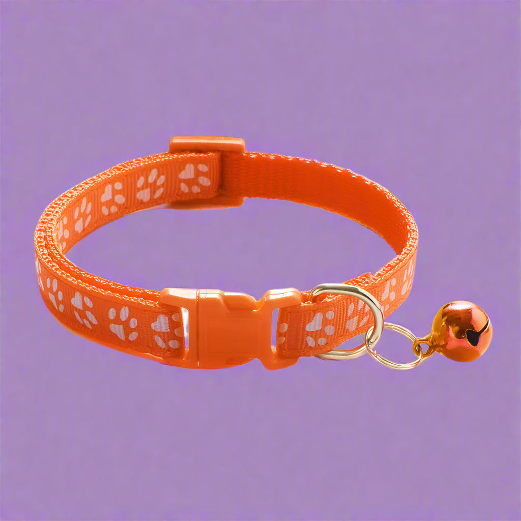orange Kitten Collar with Bell – Adjustable and Safe Fit
