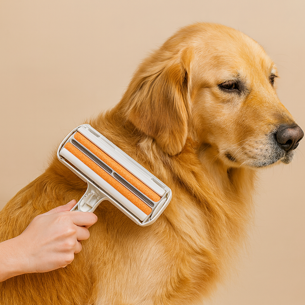 orange Pet Hair Remover Roller Brush for Dogs & Cats 