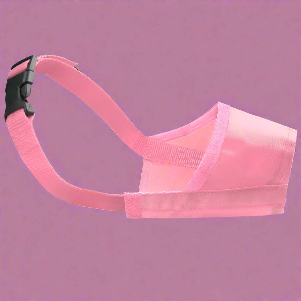 pink Adjustable Nylon Dog Muzzle for Training
