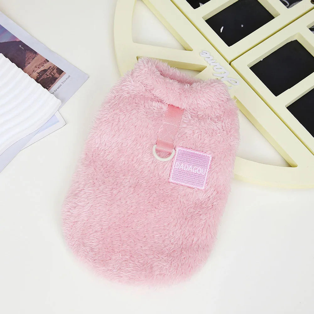 pink Warm Fleece Dog Sweater for Small Pets