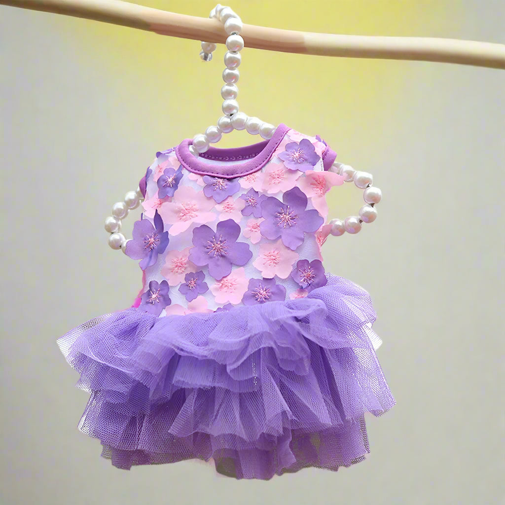 puppy clothes
 Lace Chiffon Floral Pet Dress for Summer