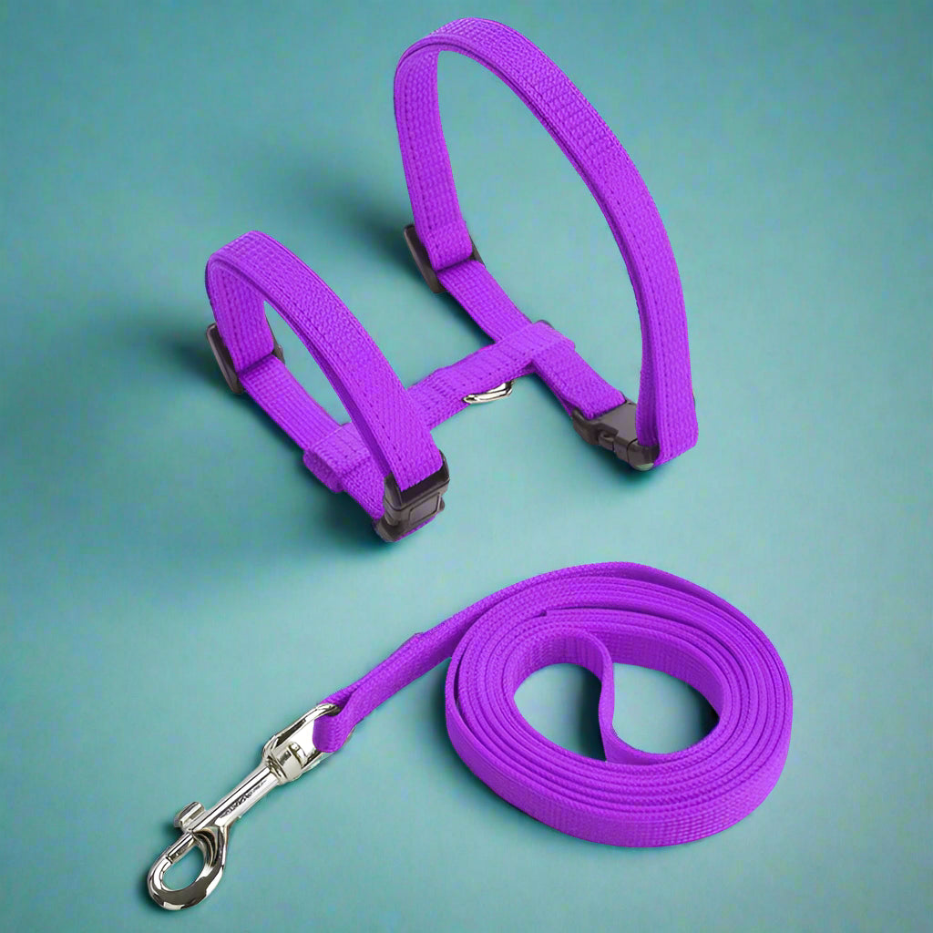 purple Adjustable Cat Harness Leash Set