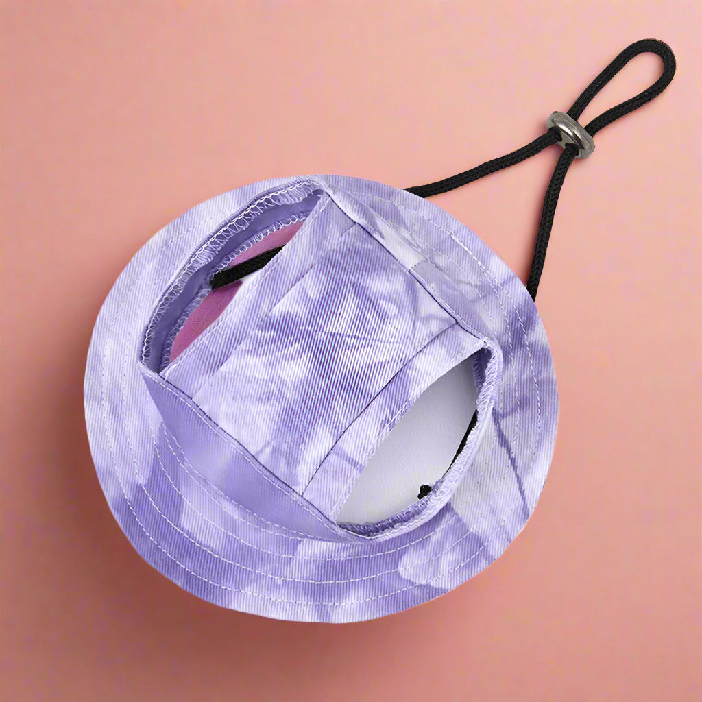 purple Adjustable Tie-Dye Dog Hat with Ear Holes