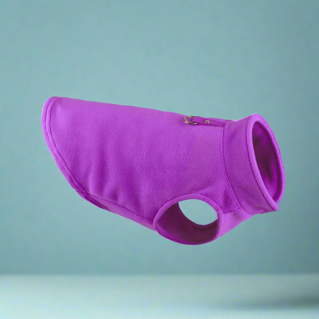 purple Fleece Vest Dog Jacket with Leash Ring