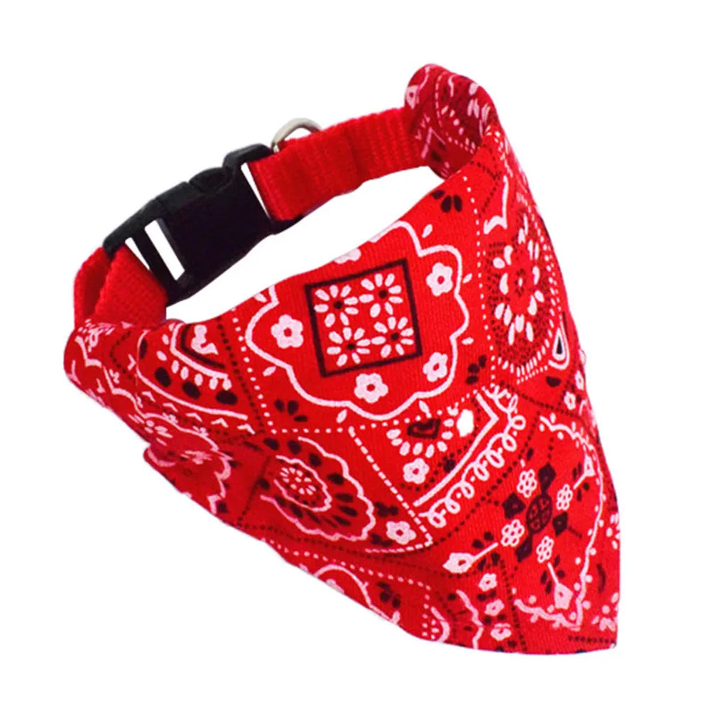 red Adjustable Dog Bandana Collar for Small to Large Pets