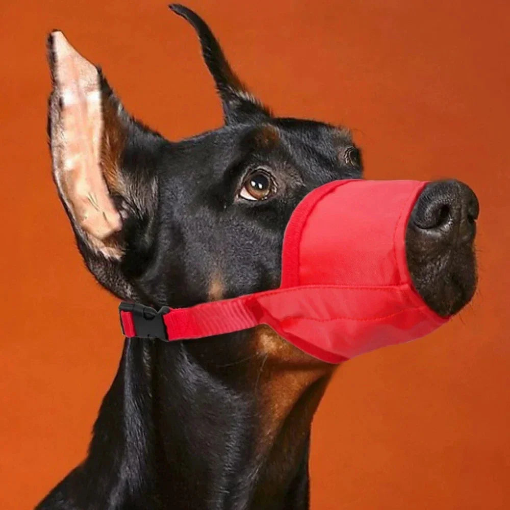 red Adjustable Nylon Dog Muzzle for Training