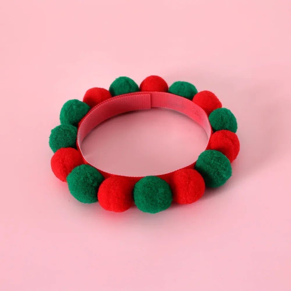 red Cute Plush Ball Pet Necklace Collar for Cats & Small Dogs
