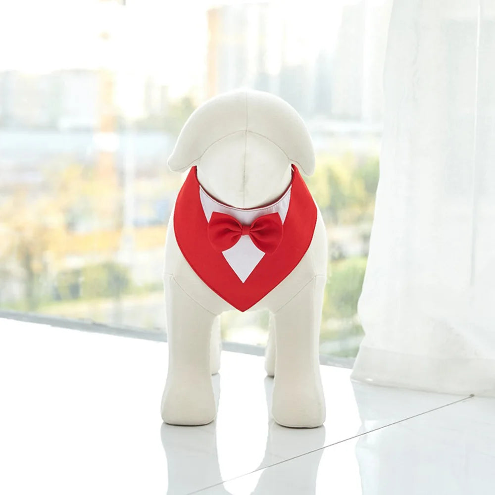 red Formal Dog Bow Tie Collar for Weddings & Parties