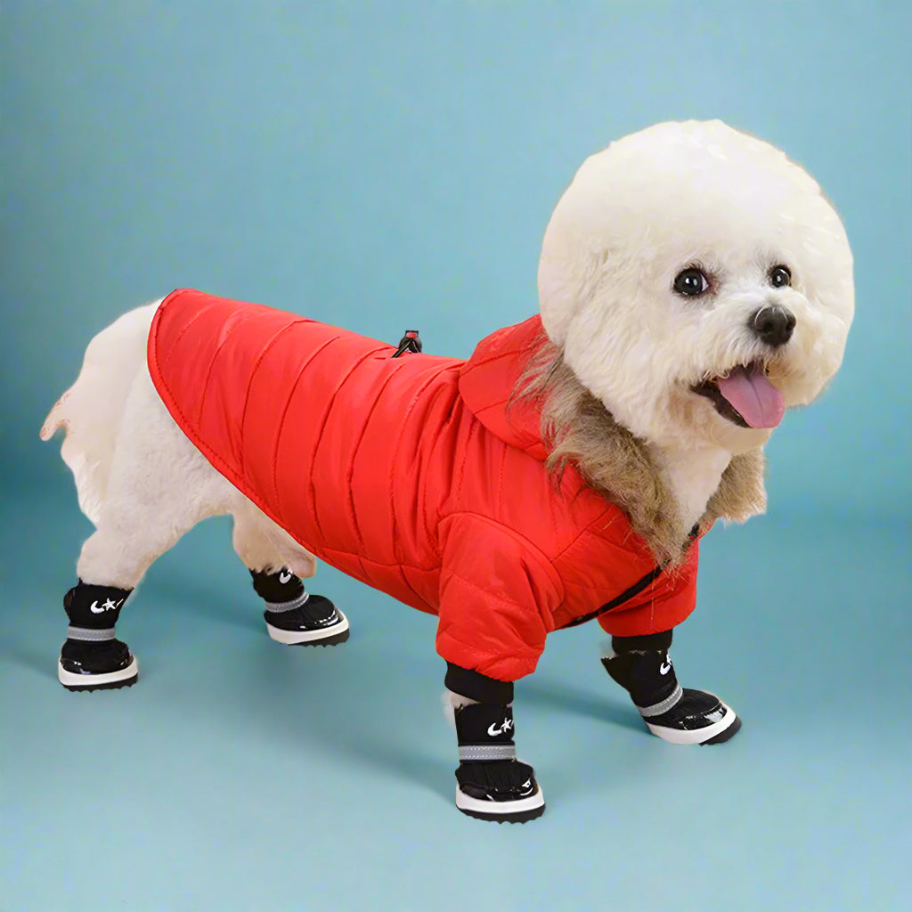 red Warm Padded Winter Dog Coat