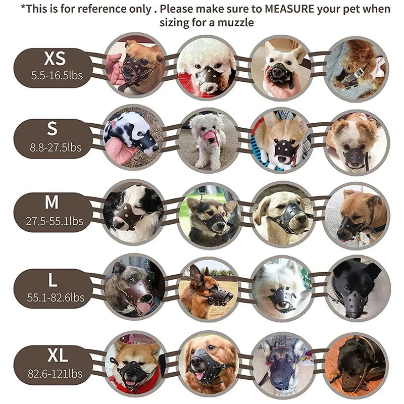 size Adjustable Leather Dog Muzzle Anti-Bark Safe