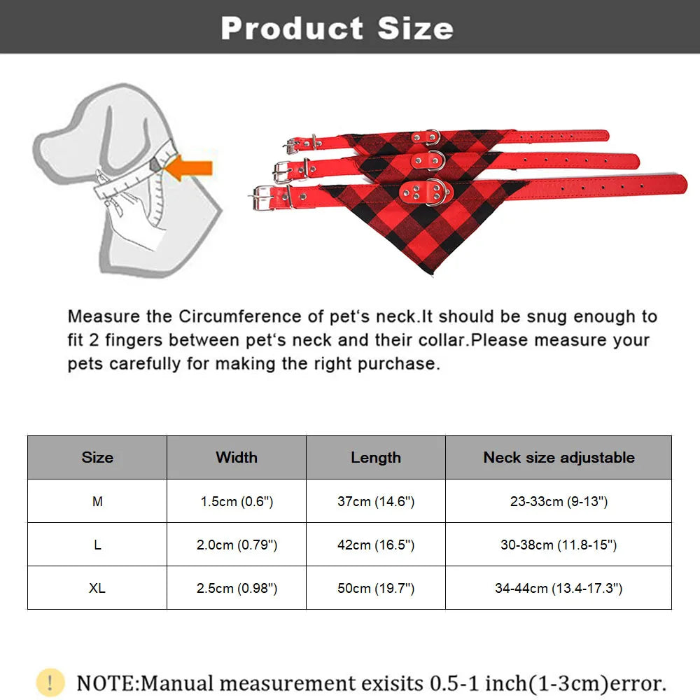 size Adjustable Plaid Dog Bandana Neckerchief for Pets