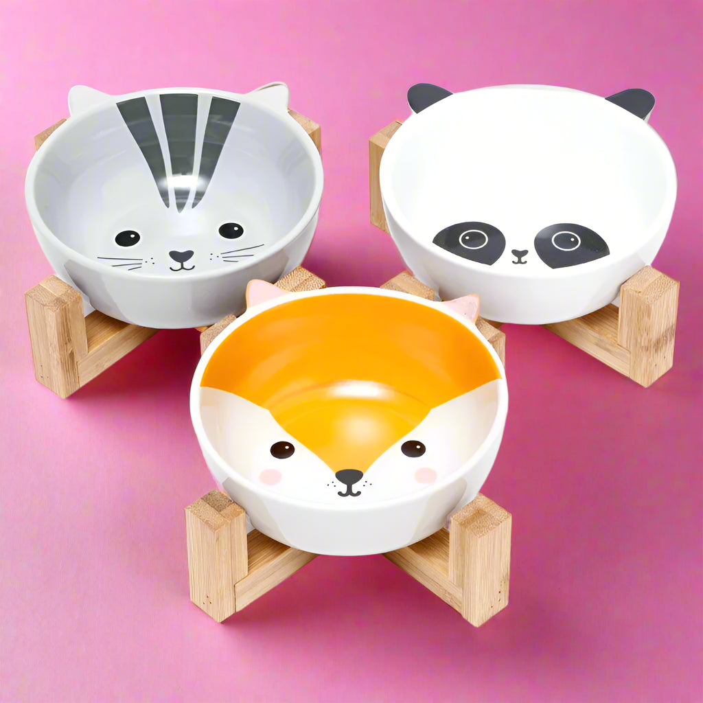 slow feed pet bowl
 Raised Ceramic Dog Bowl – No-Spill Cartoon Pet Dish