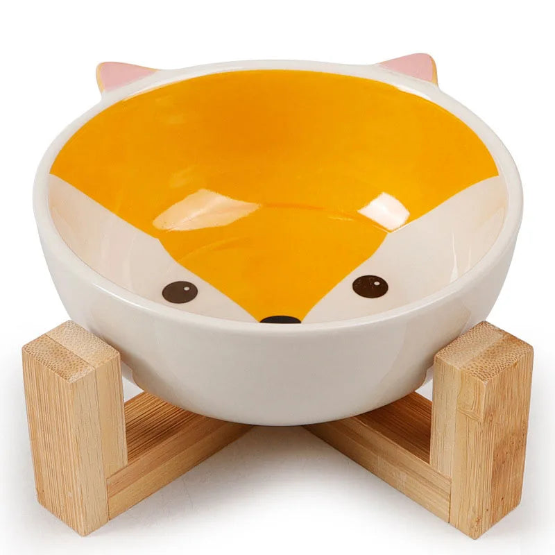 smart pet feeder
 Raised Ceramic Dog Bowl – No-Spill Cartoon Pet Dish