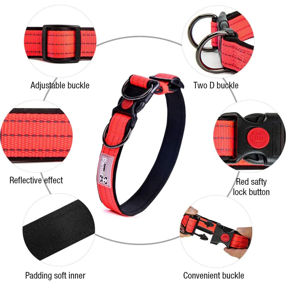 strong leash for large breed dogs
 Reflective Soft Padded Nylon Dog Collar