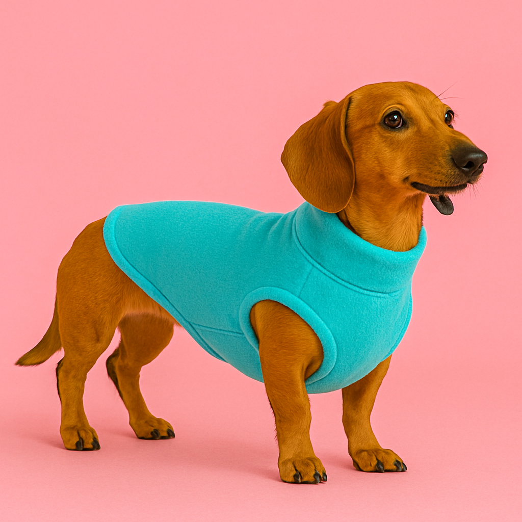 teal dog vest for cold and winter walks for pet