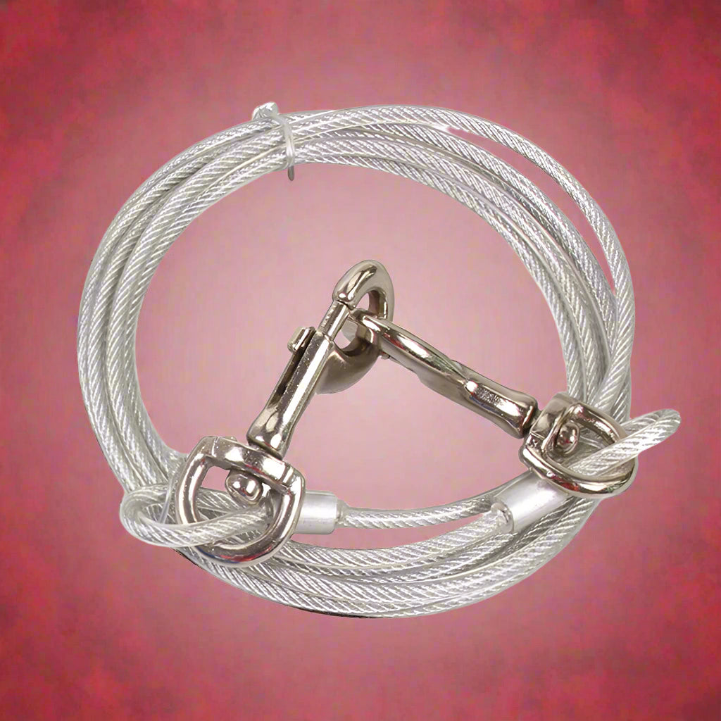 white Strong Dog Cable Leash for Outdoor Use
