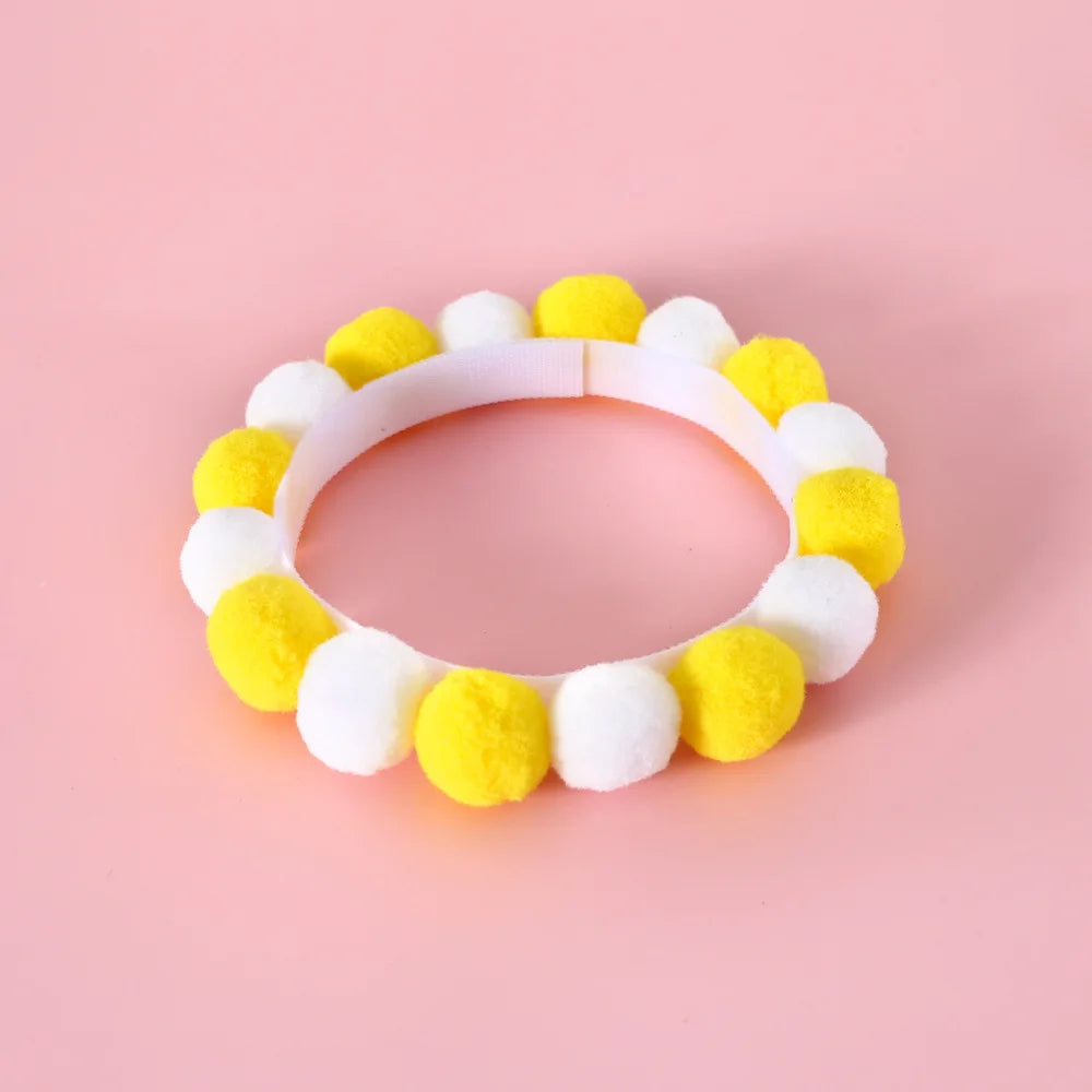 yellow Cute Plush Ball Pet Necklace Collar for Cats & Small Dogs
